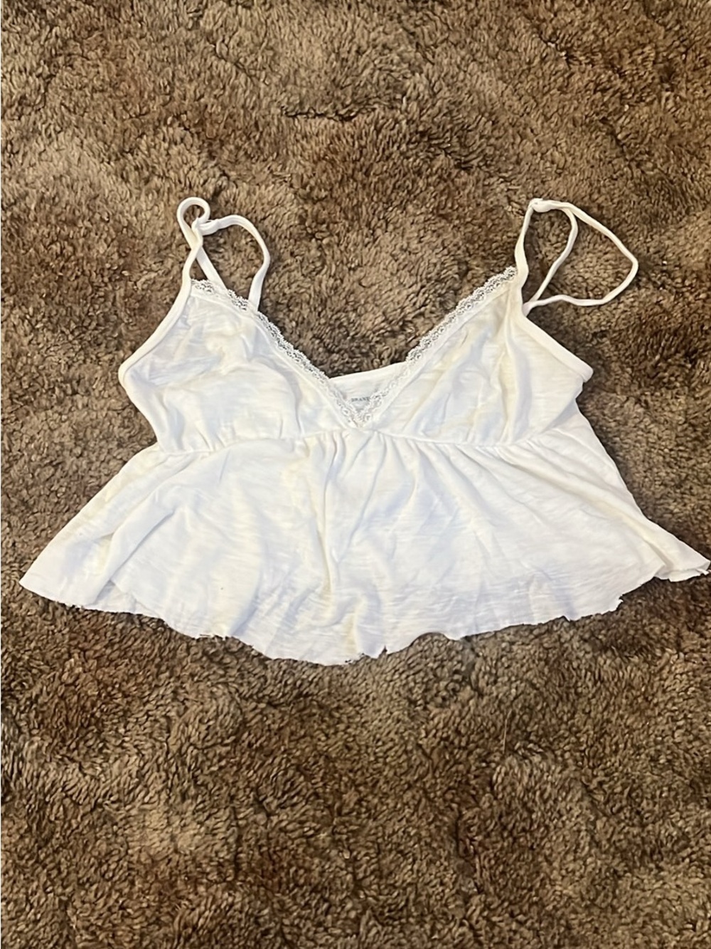 Brandy Melville White Lace-Trim Cami Tank Top